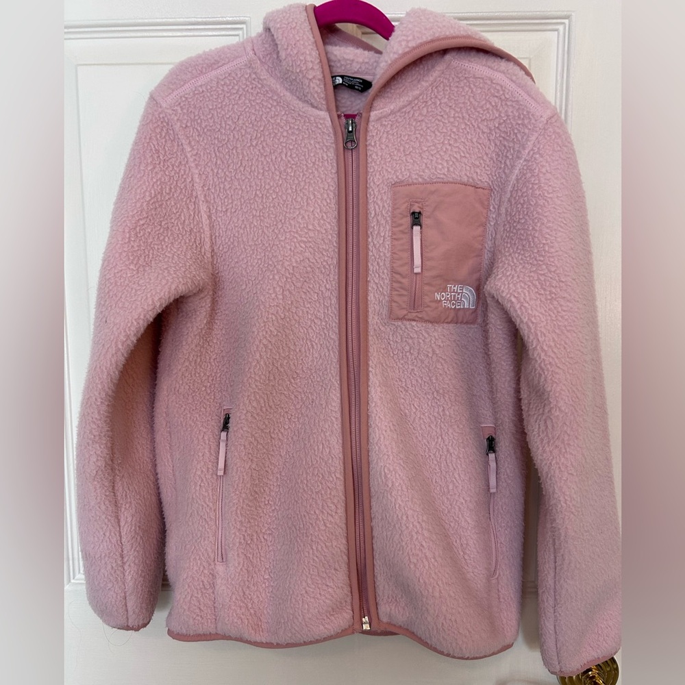 North Face Peak fleece hoodie jacket,  girls size M (10/12)